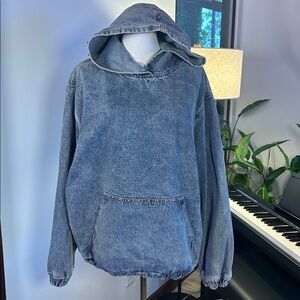 NWT Edikted Studded Denim Oversized Pullover Hoodie Jacket 100% Cotton | Size S